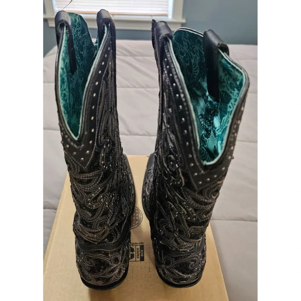 Corral® (Women's 9.5 M) Floral Overlay Diamonds & Crystals Western Boot - $300